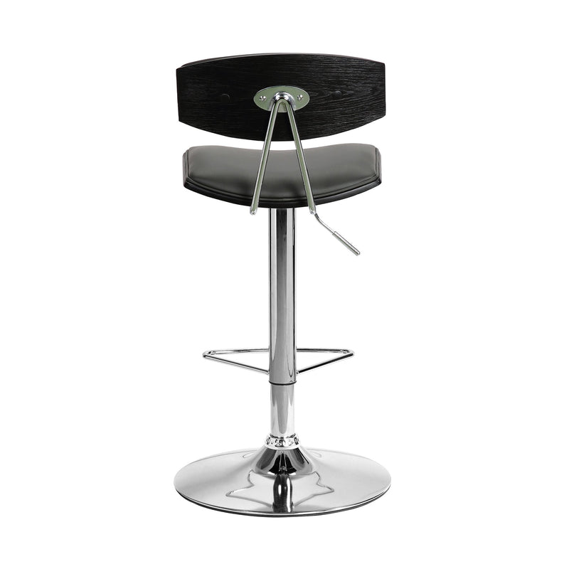 Erik Adjustable Gray Faux Leather Swivel Barstool with Chrome Base - Furniture City (CA)l