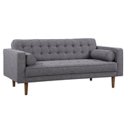 Element Mid-Century Modern Loveseat in Dark Gray Linen and Walnut Legs - Furniture City (CA)l