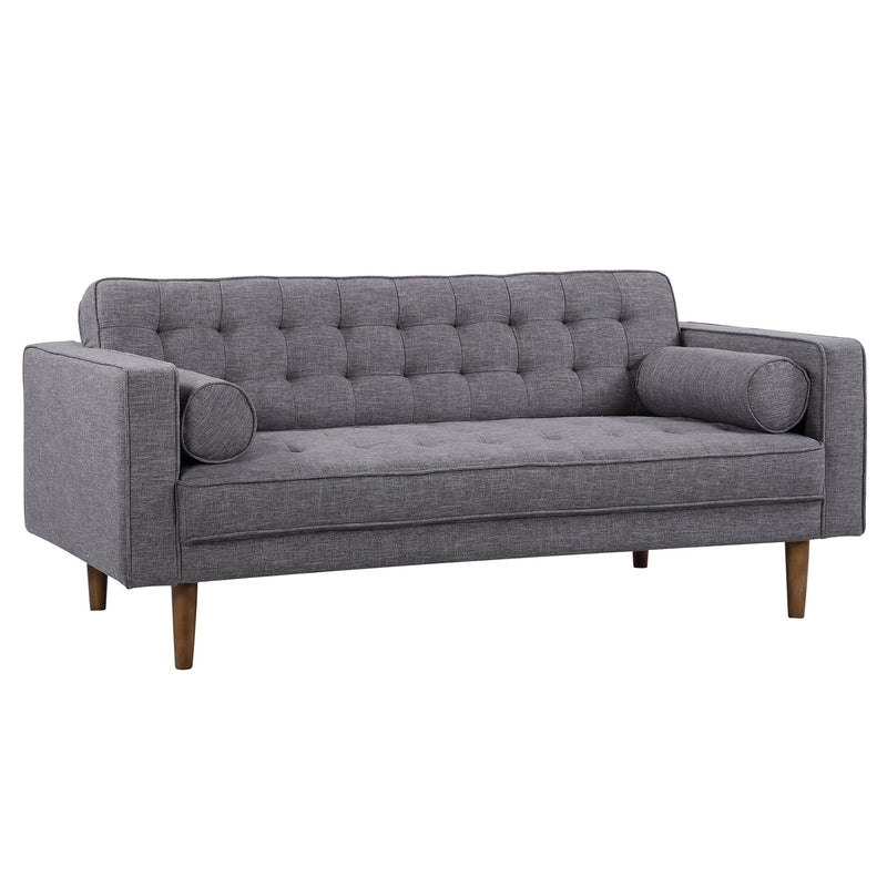 Element Mid-Century Modern Loveseat in Dark Gray Linen and Walnut Legs - Furniture City (CA)l
