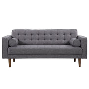 Element Mid-Century Modern Loveseat in Dark Gray Linen and Walnut Legs - Furniture City (CA)l