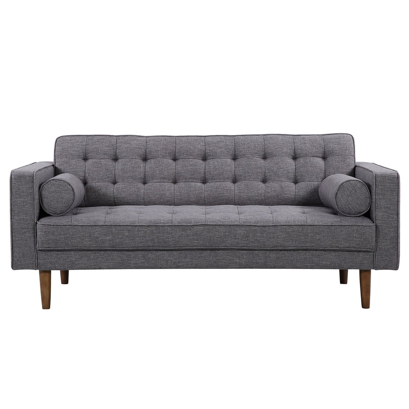 Element Mid-Century Modern Loveseat in Dark Gray Linen and Walnut Legs - Furniture City (CA)l
