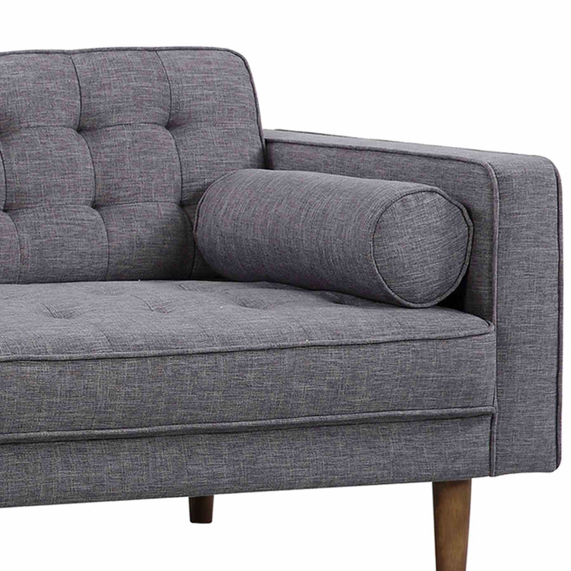Element Mid-Century Modern Loveseat in Dark Gray Linen and Walnut Legs - Furniture City (CA)l