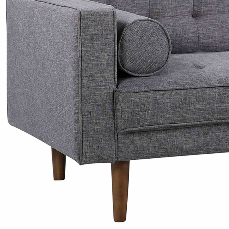 Element Mid-Century Modern Loveseat in Dark Gray Linen and Walnut Legs - Furniture City (CA)l