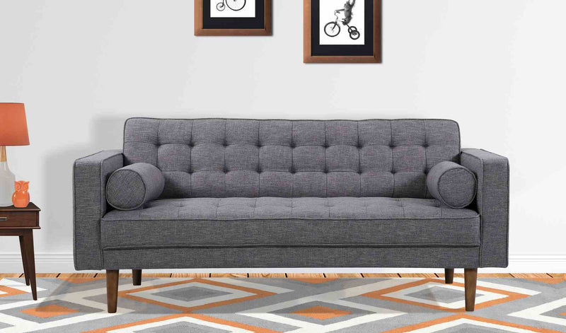 Element Mid-Century Modern Loveseat in Dark Gray Linen and Walnut Legs - Furniture City (CA)l