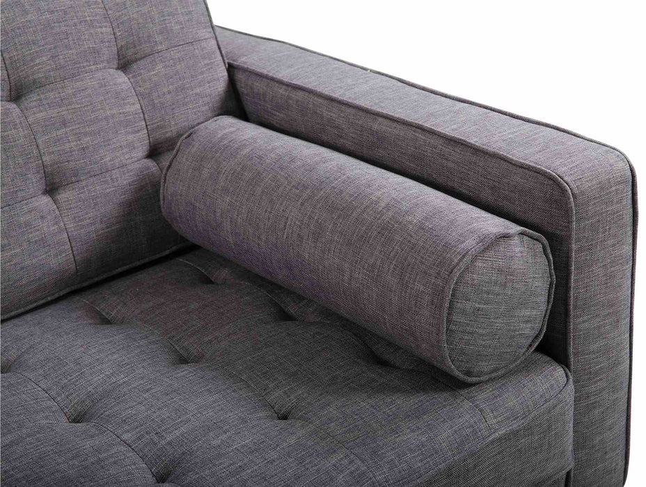 Element Mid-Century Modern Sofa in Dark Gray Linen and Walnut Legs