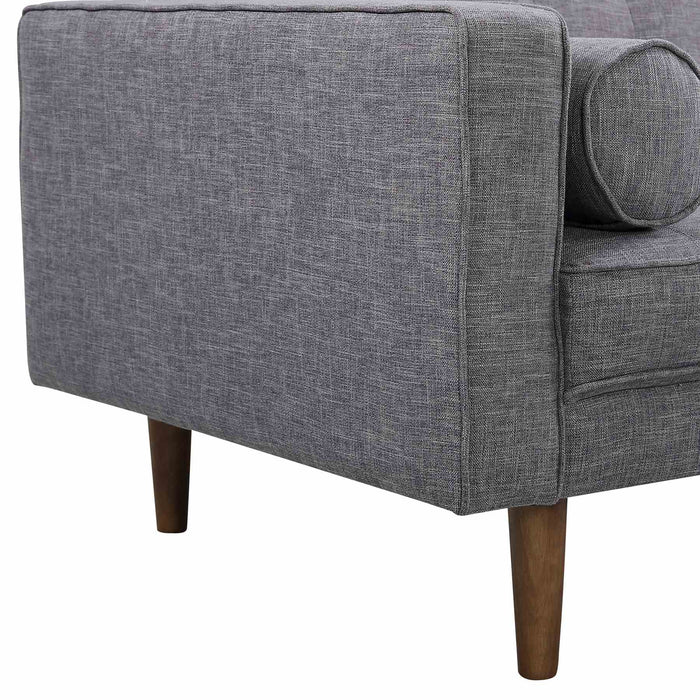 Element Mid-Century Modern Sofa in Dark Gray Linen and Walnut Legs