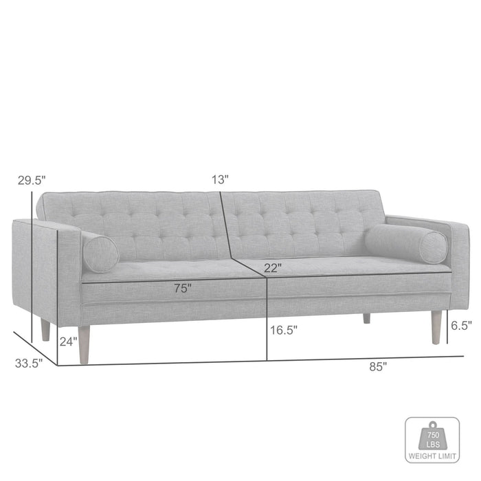 Element Mid-Century Modern Sofa in Dark Gray Linen and Walnut Legs