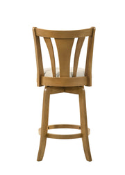 Elle 26 in. Amber Glow Counter Height Rubberwood Swivel Barstool with Ivory Fabric Seat - Furniture City (CA)l