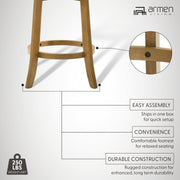 Elle 30 in. Amber Glow Bar Height Rubberwood Swivel Barstool with Ivory Fabric Seat - Furniture City (CA)l