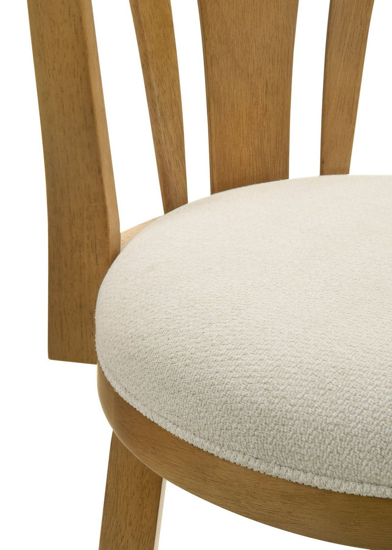 Elle 30 in. Amber Glow Bar Height Rubberwood Swivel Barstool with Ivory Fabric Seat - Furniture City (CA)l