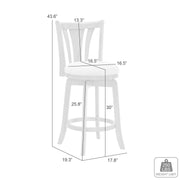 Elle 30 in. Amber Glow Bar Height Rubberwood Swivel Barstool with Ivory Fabric Seat - Furniture City (CA)l