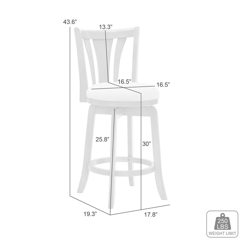 Elle 30 in. Amber Glow Bar Height Rubberwood Swivel Barstool with Ivory Fabric Seat - Furniture City (CA)l