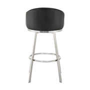 Eleanor 26" Swivel Counter Stool in Brushed Stainless Steel and Black Faux Leather - Furniture City (CA)l