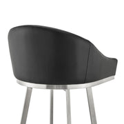 Eleanor 30" Swivel Bar Stool in Brushed Stainless Steel with Black Faux Leather - Furniture City (CA)l