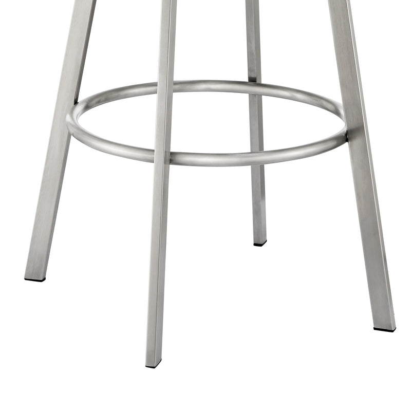 Eleanor 30" Swivel Bar Stool in Brushed Stainless Steel with Black Faux Leather - Furniture City (CA)l