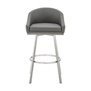 Eleanor 26" Swivel Counter Stool in Brushed Stainless Steel with Gray Faux Leather - Furniture City (CA)l