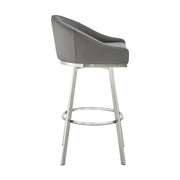 Eleanor 26" Swivel Counter Stool in Brushed Stainless Steel with Gray Faux Leather - Furniture City (CA)l