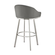 Eleanor 26" Swivel Counter Stool in Brushed Stainless Steel with Gray Faux Leather - Furniture City (CA)l