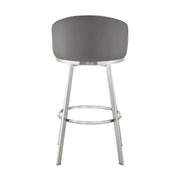 Eleanor 26" Swivel Counter Stool in Brushed Stainless Steel with Gray Faux Leather - Furniture City (CA)l