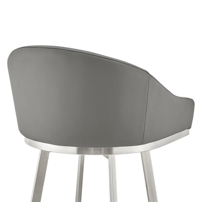 Eleanor 26" Swivel Counter Stool in Brushed Stainless Steel with Gray Faux Leather - Furniture City (CA)l