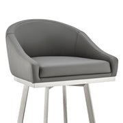Eleanor 30" Swivel Bar Stool in Brushed Stainless Steel with Gray Faux Leather - Furniture City (CA)l