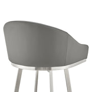Eleanor 30" Swivel Bar Stool in Brushed Stainless Steel with Gray Faux Leather - Furniture City (CA)l