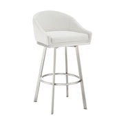 Eleanor 26" Swivel Counter Stool in Brushed Stainless Steel with White Faux Leather - Furniture City (CA)l