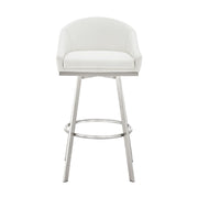 Eleanor 26" Swivel Counter Stool in Brushed Stainless Steel with White Faux Leather - Furniture City (CA)l