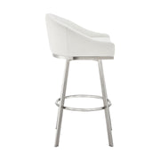 Eleanor 26" Swivel Counter Stool in Brushed Stainless Steel with White Faux Leather - Furniture City (CA)l
