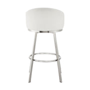Eleanor 26" Swivel Counter Stool in Brushed Stainless Steel with White Faux Leather - Furniture City (CA)l