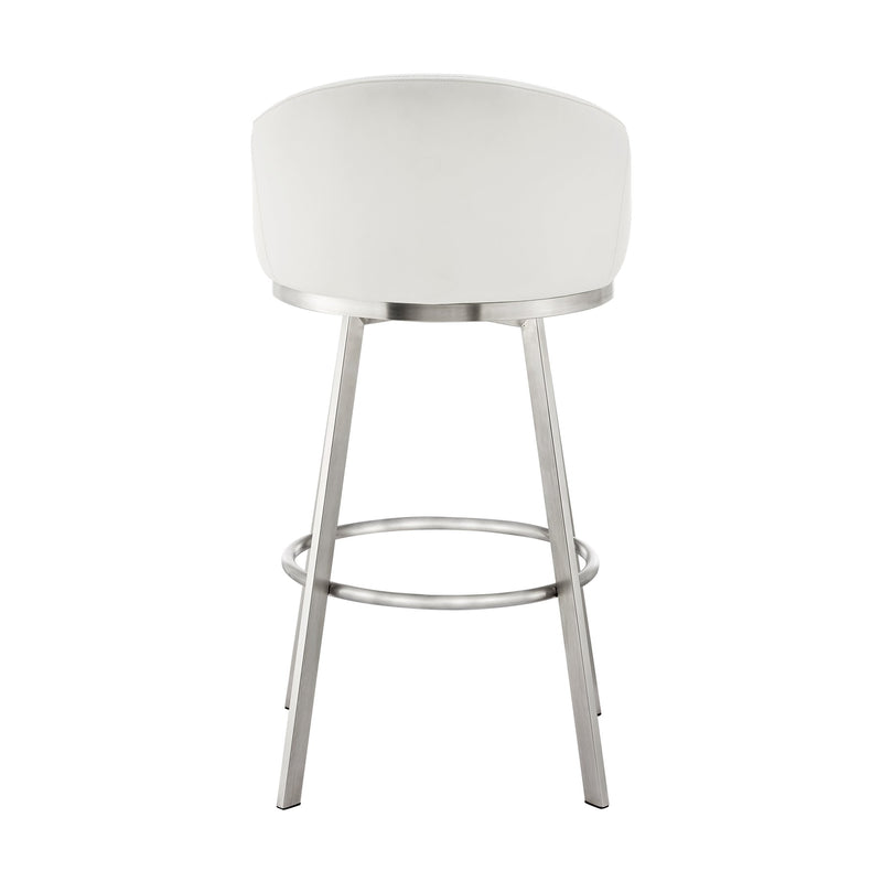 Eleanor 26" Swivel Counter Stool in Brushed Stainless Steel with White Faux Leather - Furniture City (CA)l