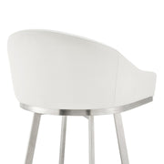 Eleanor 26" Swivel Counter Stool in Brushed Stainless Steel with White Faux Leather - Furniture City (CA)l