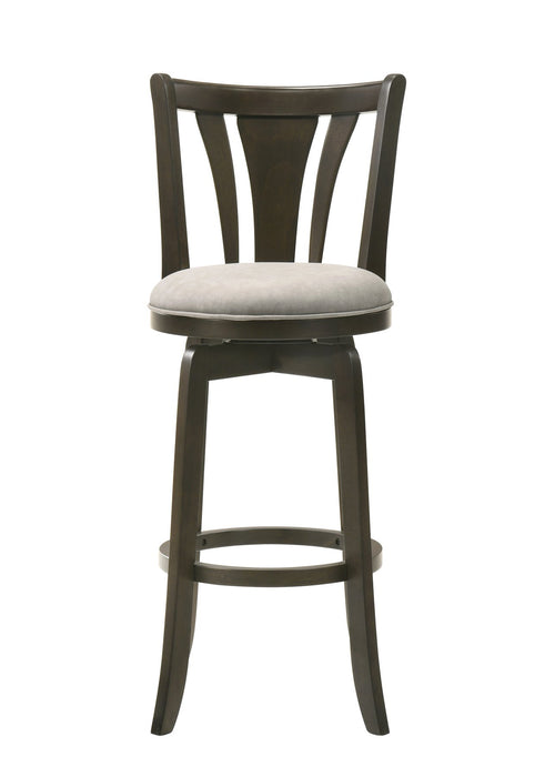 Elle 26 in. Dark Roast Counter Height Rubberwood Swivel Barstool with Grey Fabric Seat