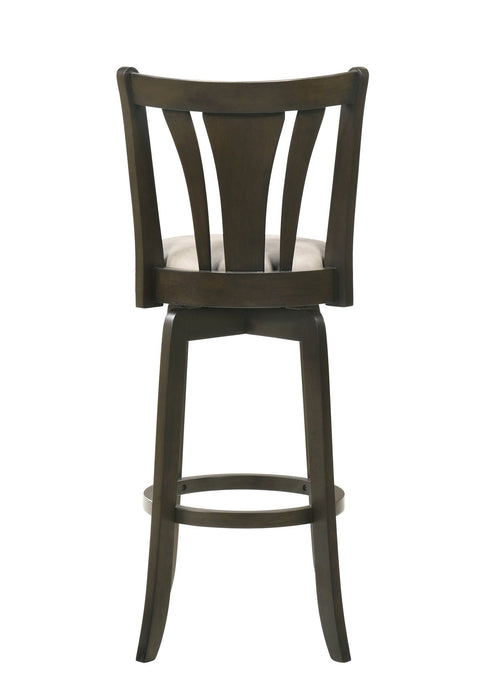 Elle 26 in. Dark Roast Counter Height Rubberwood Swivel Barstool with Grey Fabric Seat