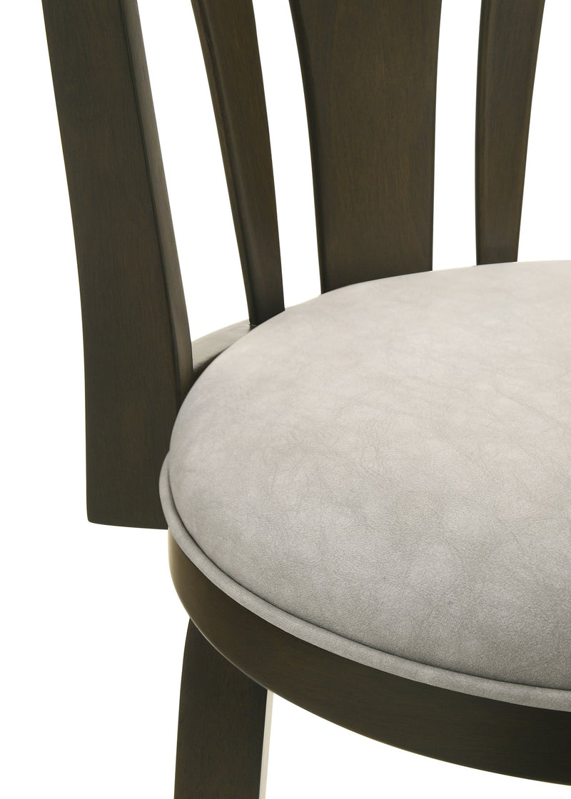 Elle 26 in. Dark Roast Counter Height Rubberwood Swivel Barstool with Grey Fabric Seat - Furniture City (CA)l