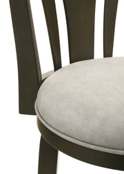 Elle 30 in. Dark Roast Bar Height Rubberwood Swivel Barstool with Grey Fabric Seat - Furniture City (CA)l
