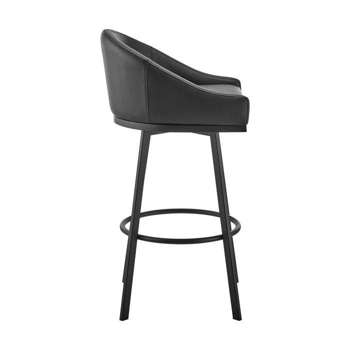 Eleanor Swivel Counter Stool in Black Metal with Black Faux Leather