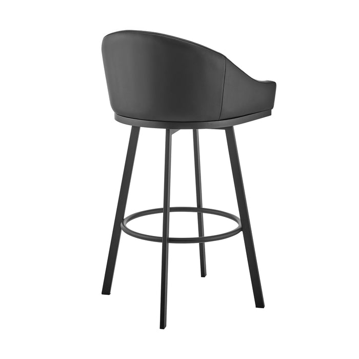 Eleanor Swivel Counter Stool in Black Metal with Black Faux Leather