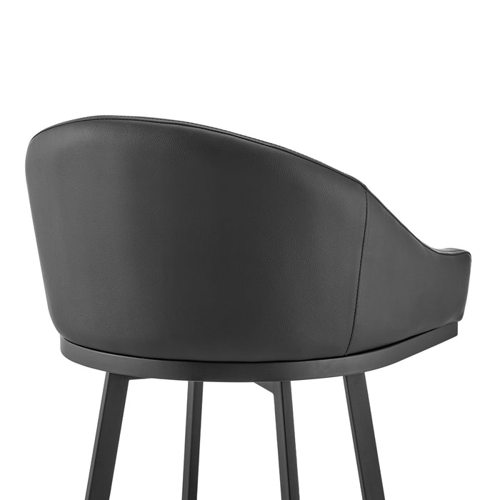 Eleanor Swivel Counter Stool in Black Metal with Black Faux Leather