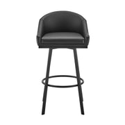 Eleanor Swivel Bar Stool in Black Metal with Black Faux Leather - Furniture City (CA)l