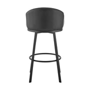 Eleanor Swivel Bar Stool in Black Metal with Black Faux Leather - Furniture City (CA)l