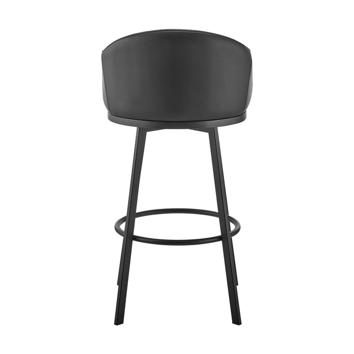 Eleanor Swivel Bar Stool in Black Metal with Black Faux Leather