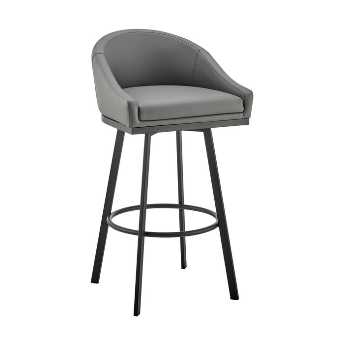 Eleanor Swivel Counter Stool in Black Metal with Gray Faux Leather