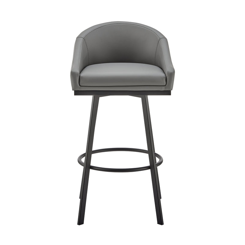 Eleanor Swivel Counter Stool in Black Metal with Gray Faux Leather - Furniture City (CA)l