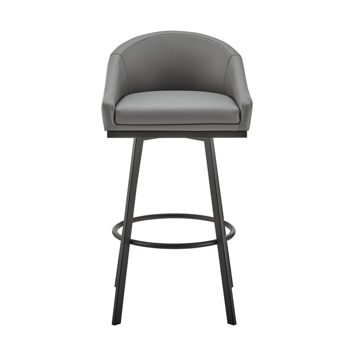 Eleanor Swivel Counter Stool in Black Metal with Gray Faux Leather