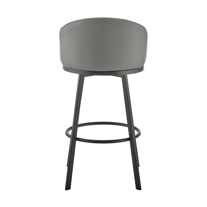 Eleanor Swivel Counter Stool in Black Metal with Gray Faux Leather
