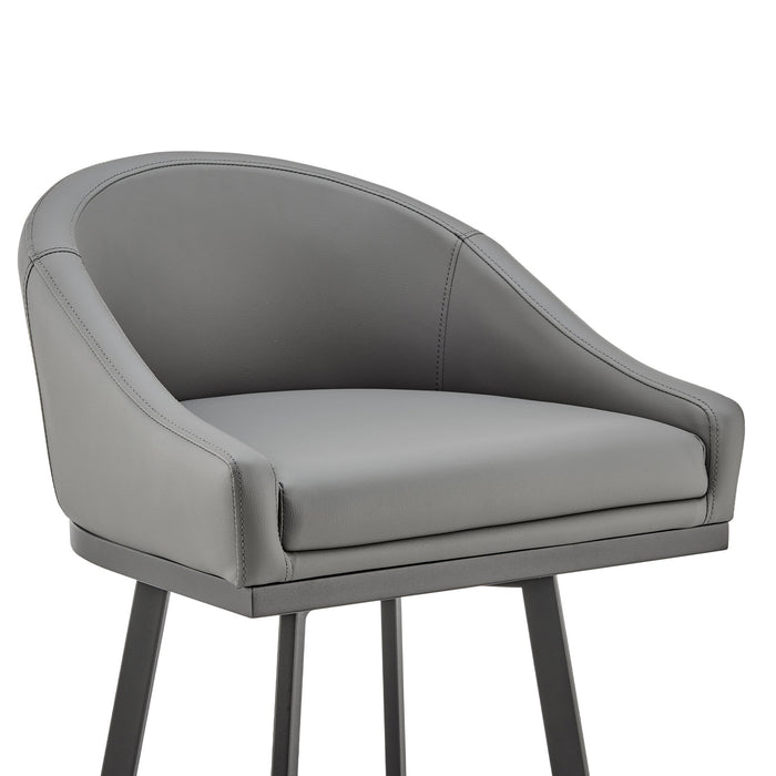 Eleanor Swivel Counter Stool in Black Metal with Gray Faux Leather