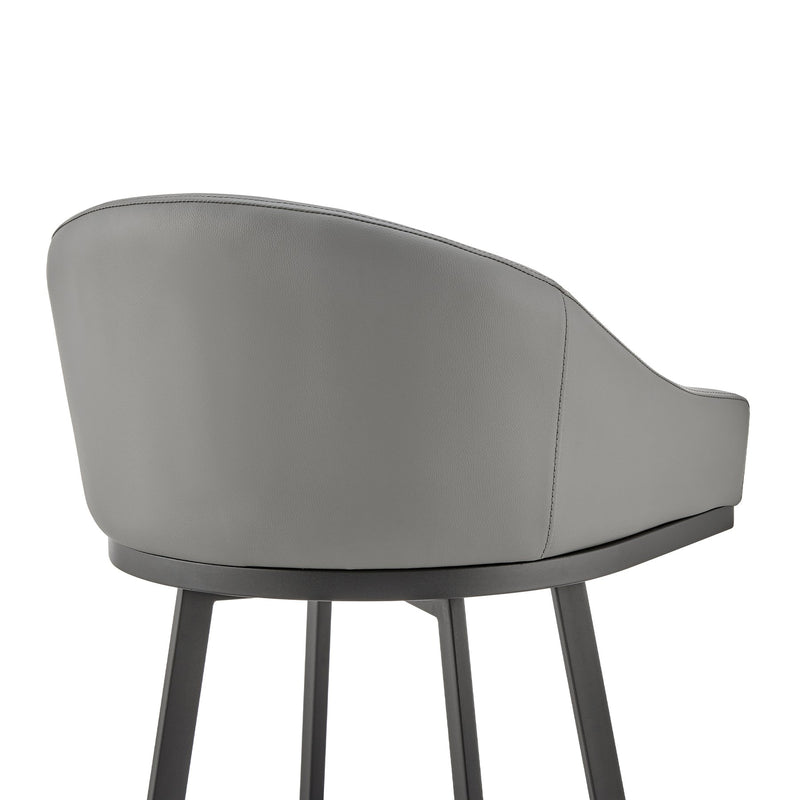 Eleanor Swivel Counter Stool in Black Metal with Gray Faux Leather - Furniture City (CA)l
