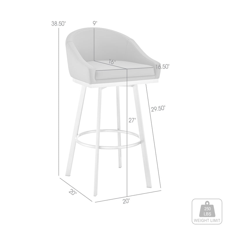 Eleanor Swivel Bar Stool in Black Metal with Gray Faux Leather - Furniture City (CA)l