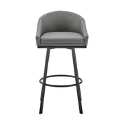Eleanor Swivel Bar Stool in Black Metal with Gray Faux Leather - Furniture City (CA)l
